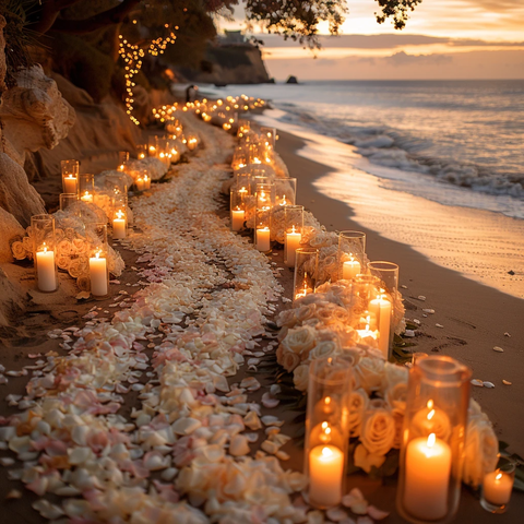 玫瑰花瓣烛光路径