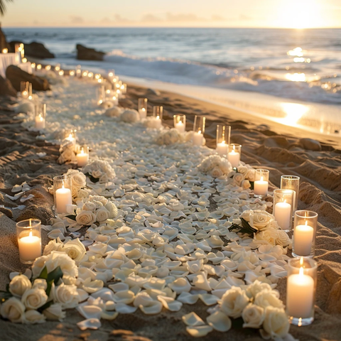 玫瑰花瓣烛光路径