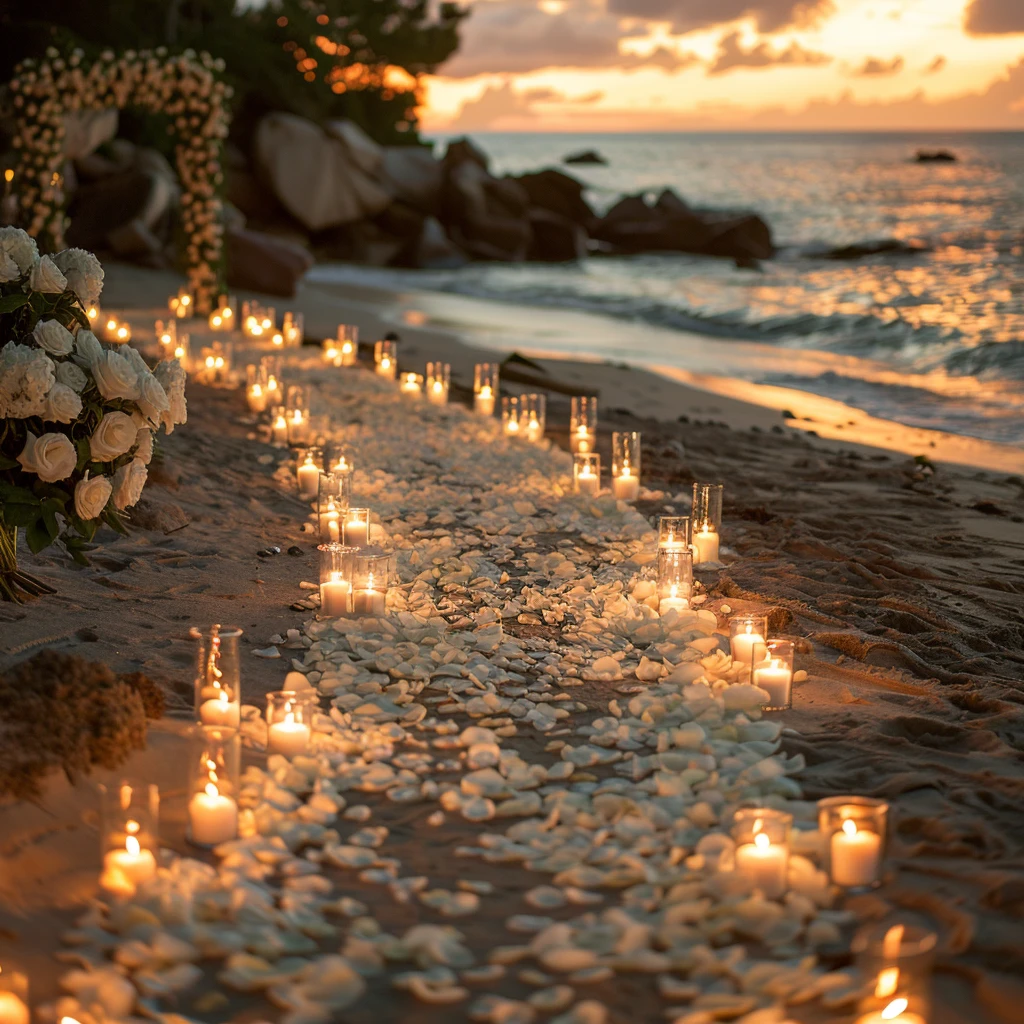 玫瑰花瓣烛光路径