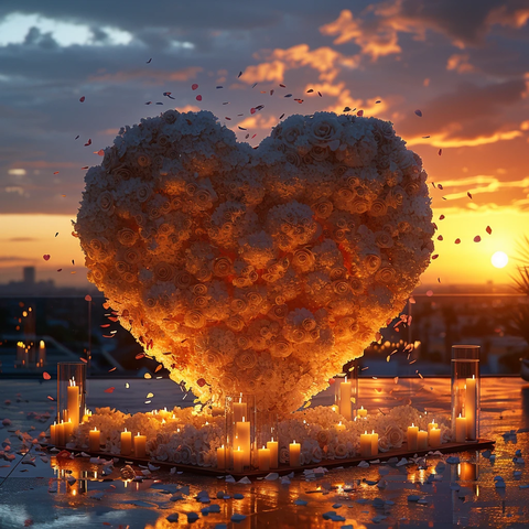 白色花心拱门求婚