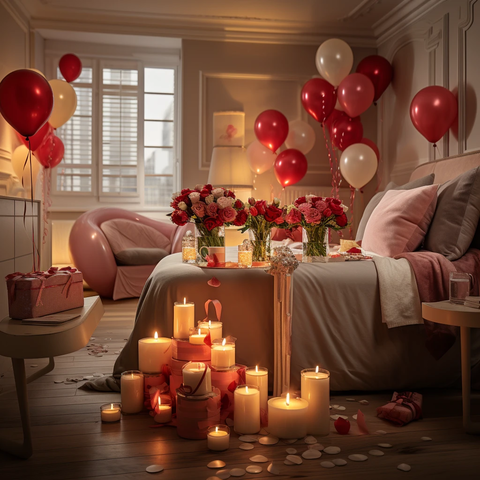 花气球蜡烛婚房布置