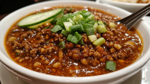 炸酱面配黄瓜葱花