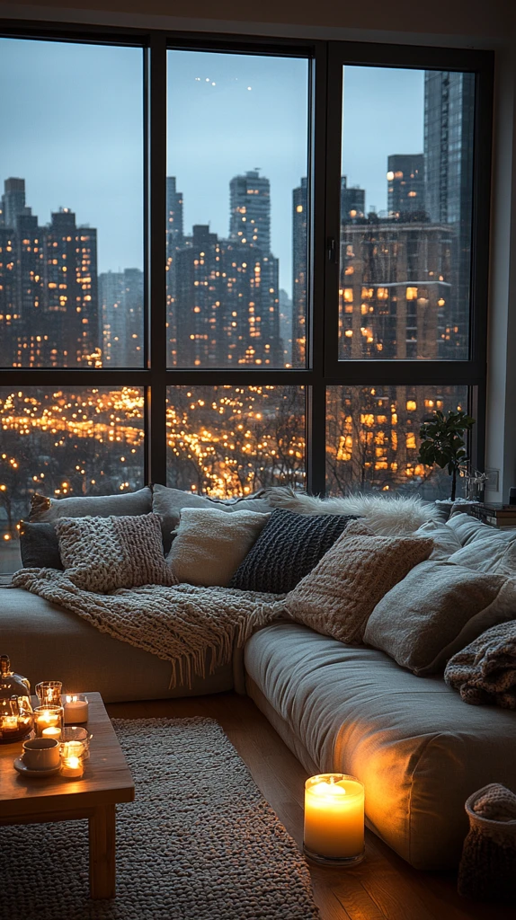 软沙发烛光茶杯