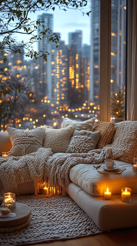 软沙发烛光茶杯