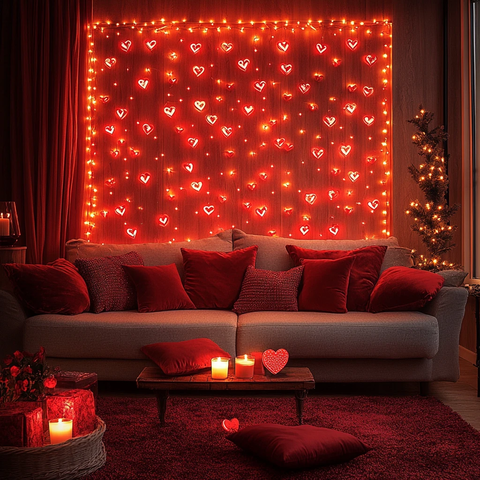 红光环绕的浪漫客厅