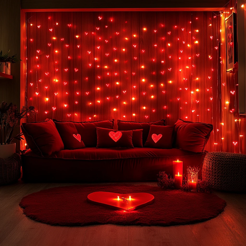 红光环绕的浪漫客厅