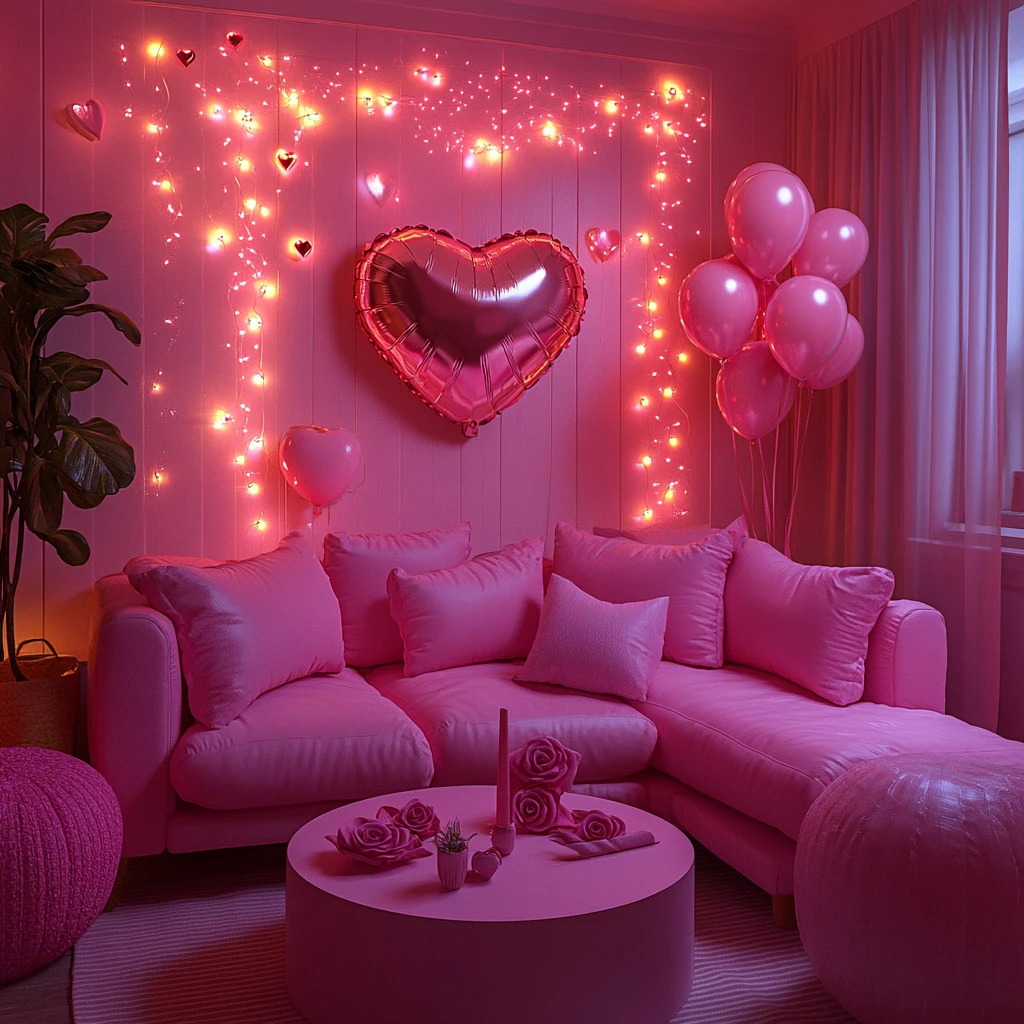 粉色灯光浪漫夜