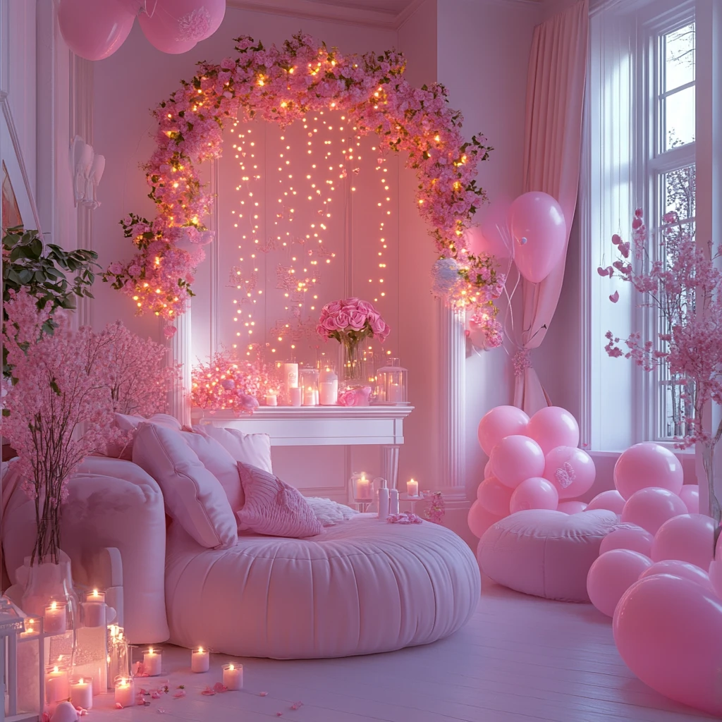 粉色灯光浪漫夜