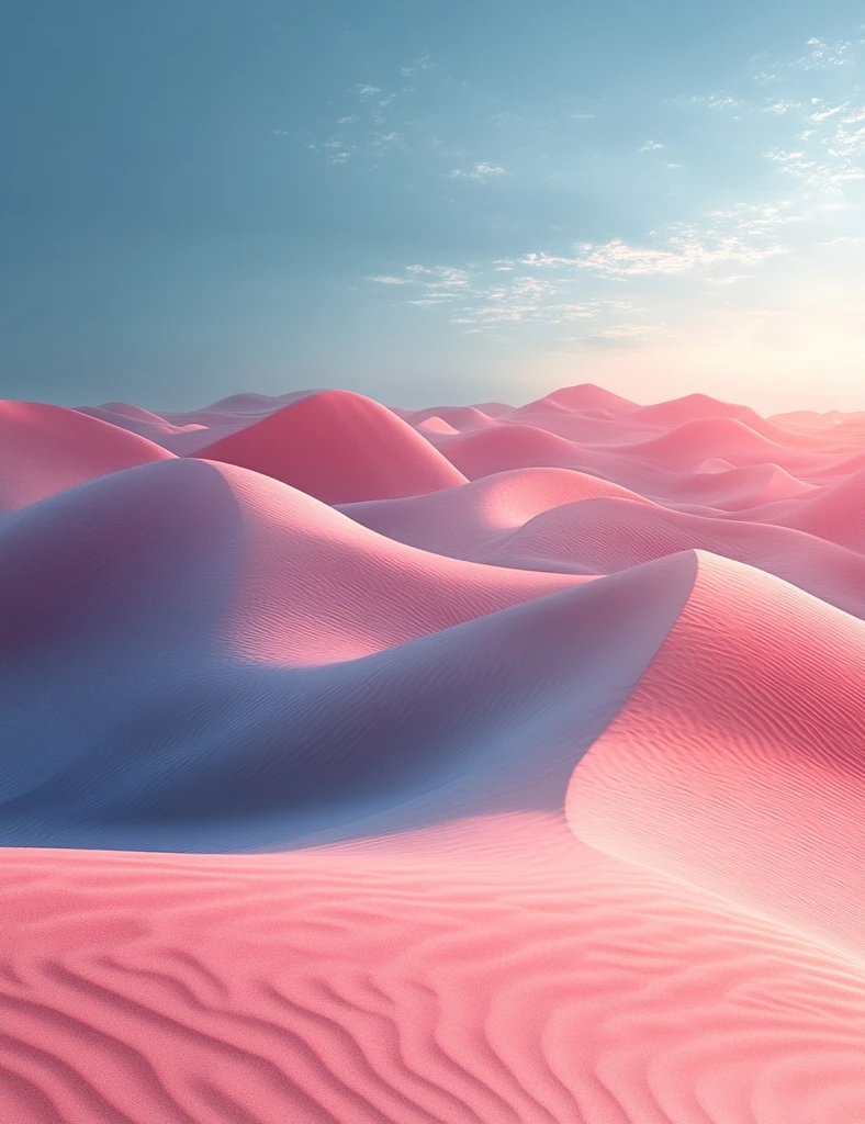 蓝天下粉色沙丘