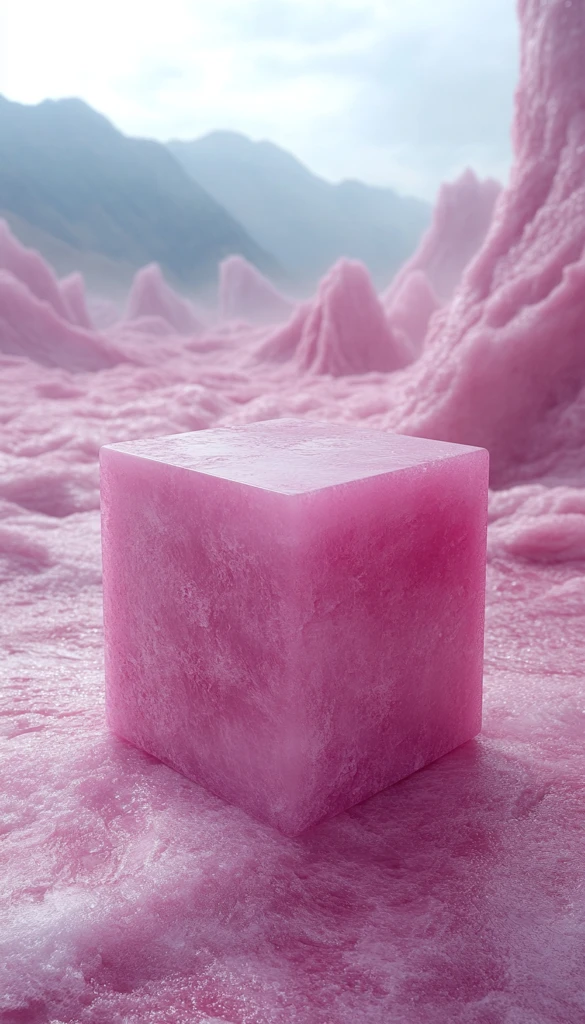 粉色盒子在沙漠