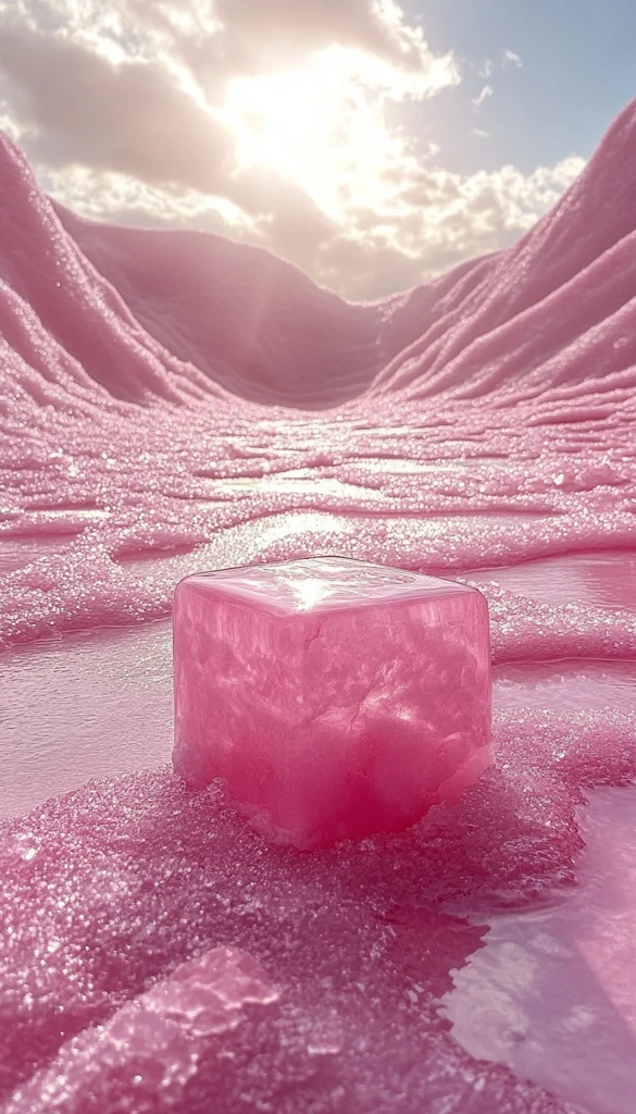 粉色盒子在沙漠