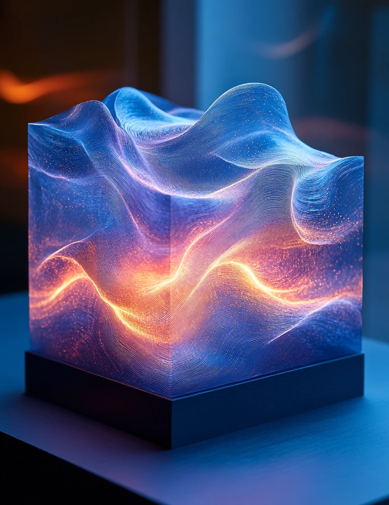 蓝色光波方形盒