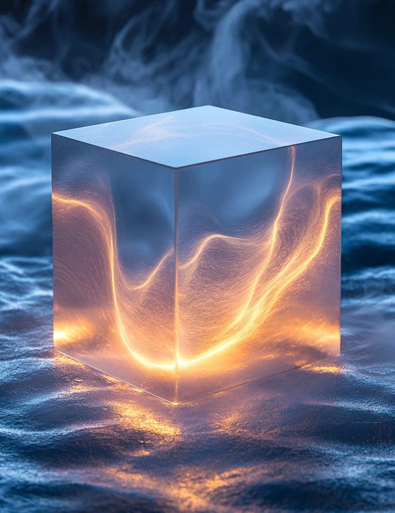 蓝色光波方形盒