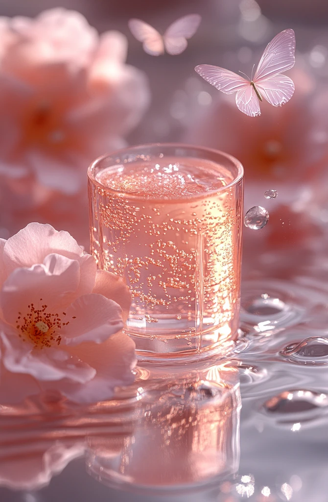 玻璃瓶与玫瑰花