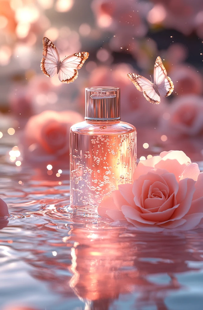 玻璃瓶与玫瑰花