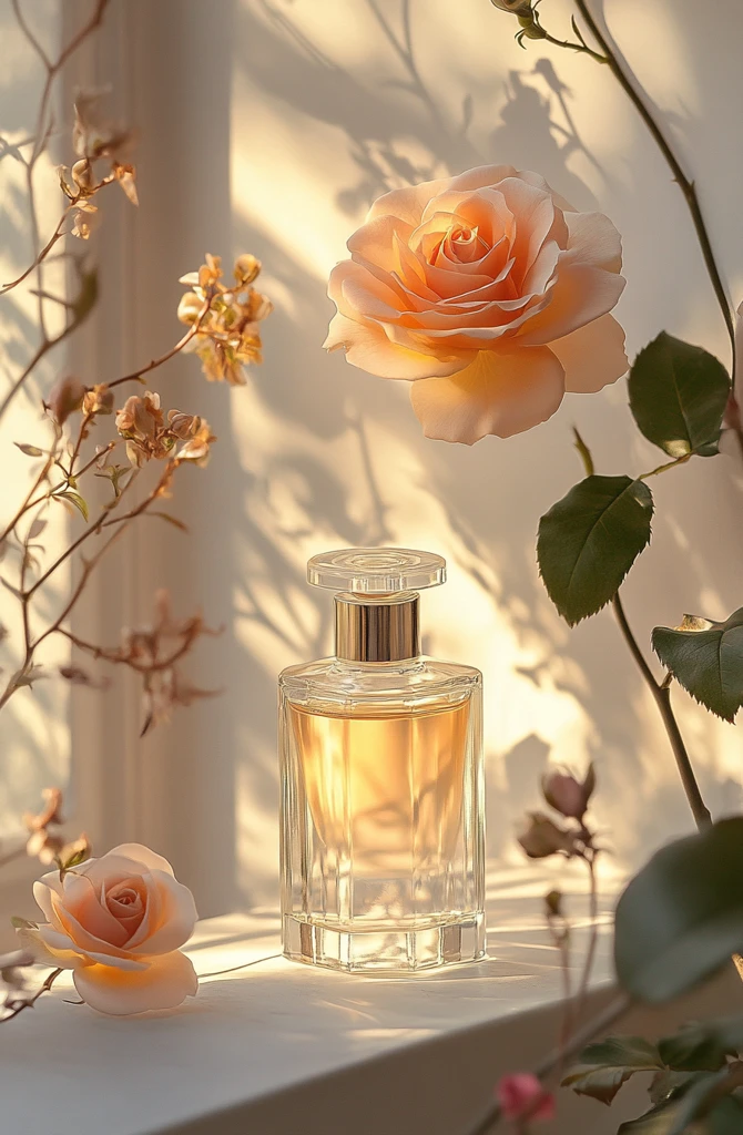 玻璃瓶与玫瑰花