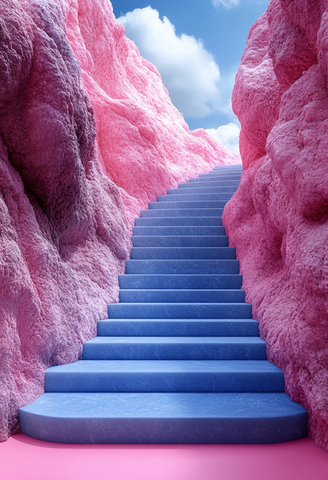 粉色蓝色楼梯组合