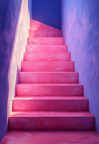 粉色阶梯与蓝色背景