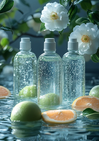 牙刷瓶水花蓝白背景