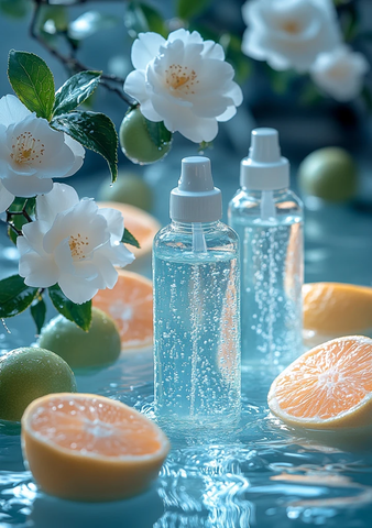 牙刷瓶水花蓝白背景