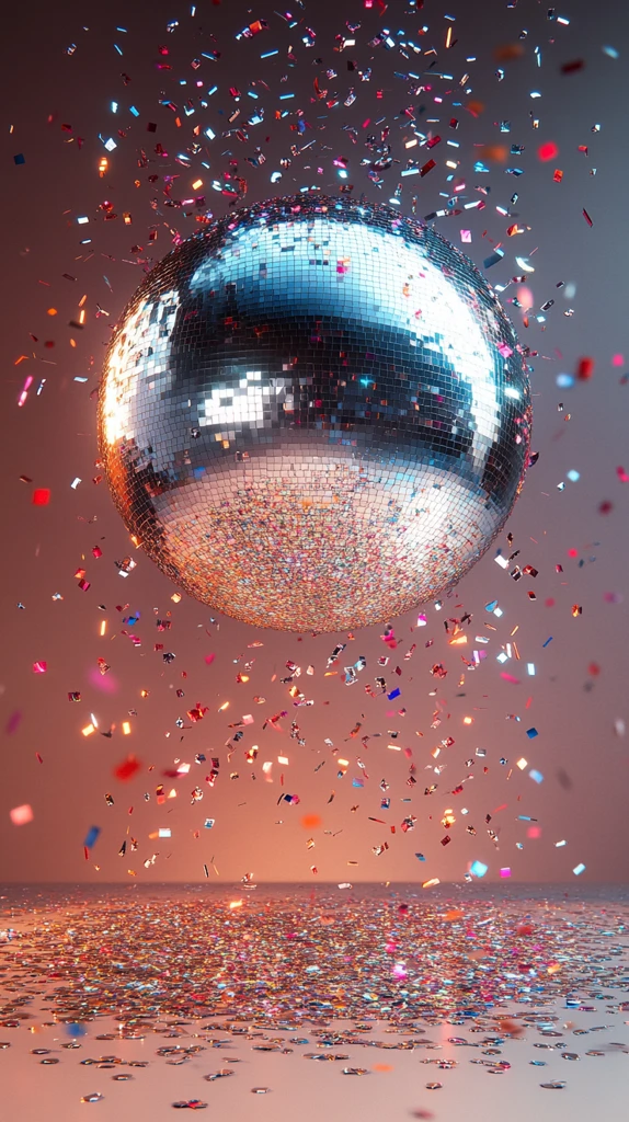 银色迪斯科球生日邀请