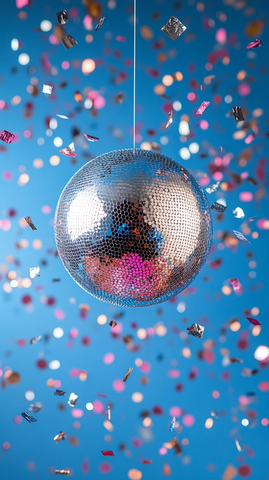 银色迪斯科球生日邀请