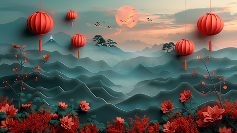 中秋月圆色彩块