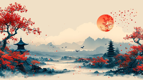 中秋月圆色彩块