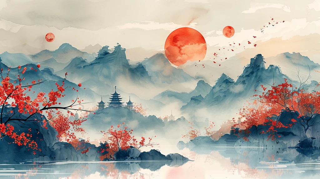 中秋月圆色彩块