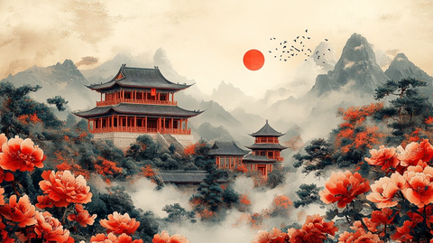 中式明信片图案