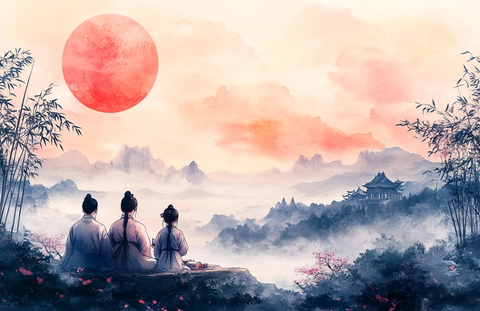 竹林下读书写字