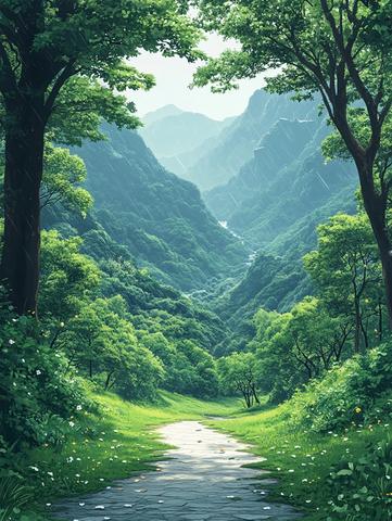 春雨东风景物复苏