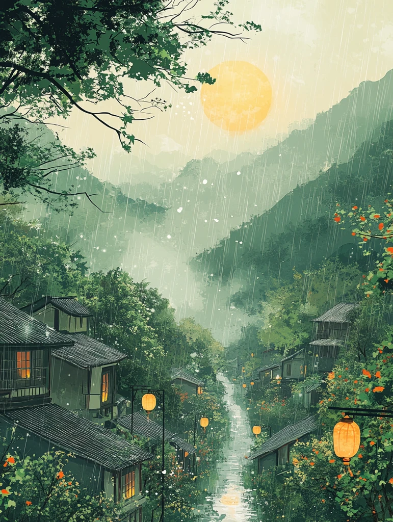 春雨东风景物复苏