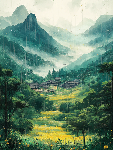 春雨东风景物复苏