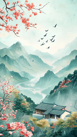 雨季飞燕山河图