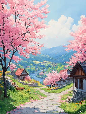 石头小屋春日景