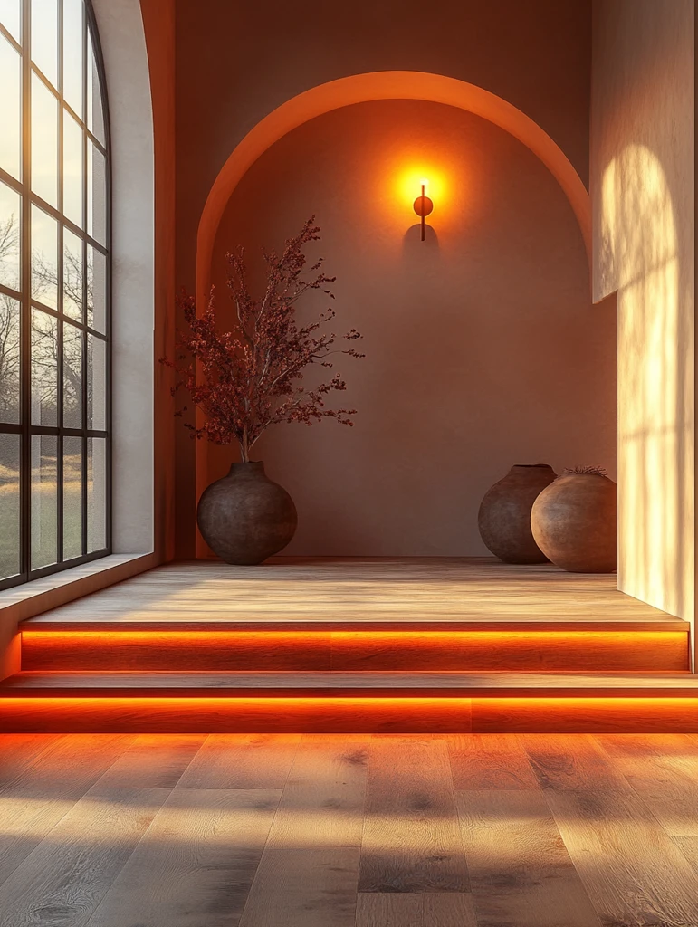 纯白墙面木地板