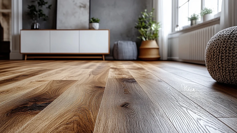 波纹橡木地板与白柜