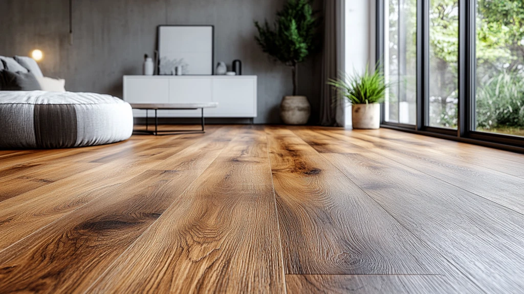 波纹橡木地板与白柜