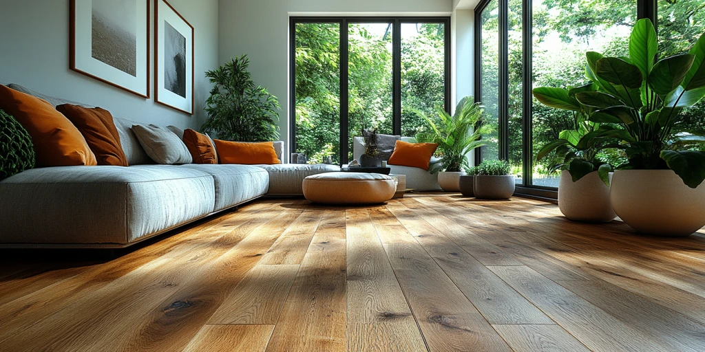 木地板与明亮客厅