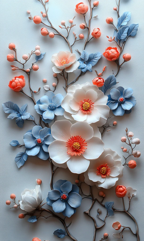 白色蓝色花卉壁纸