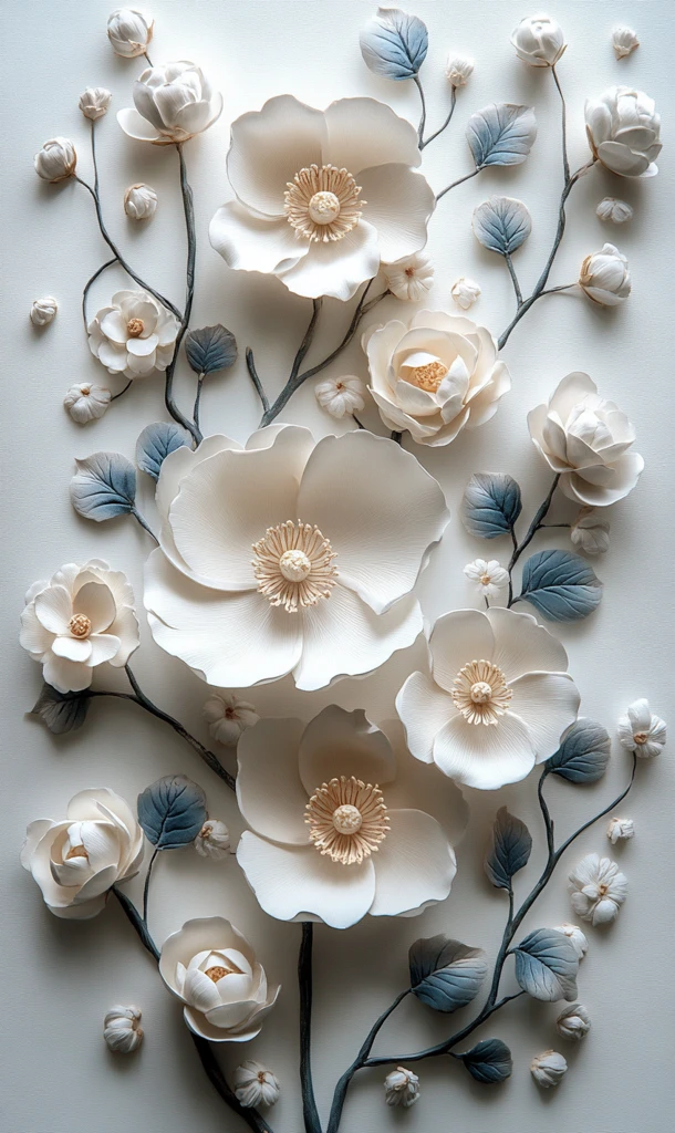 白色蓝色花卉壁纸