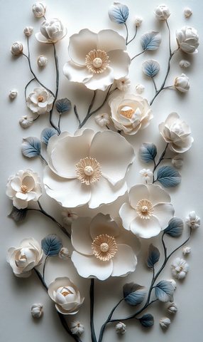 白色蓝色花卉壁纸