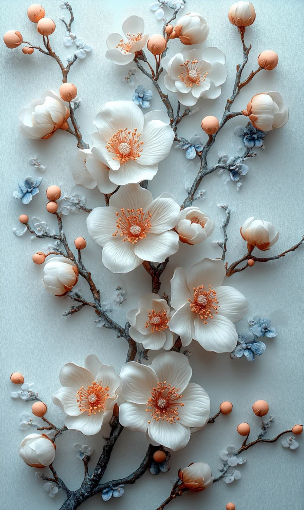 白色蓝色花卉壁纸