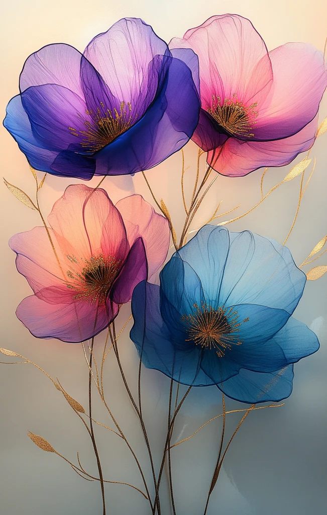 紫绿金黄酒精墨花