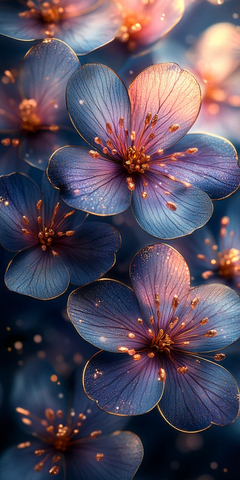 金银边蓝紫粉花