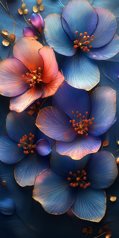 金银边蓝紫粉花