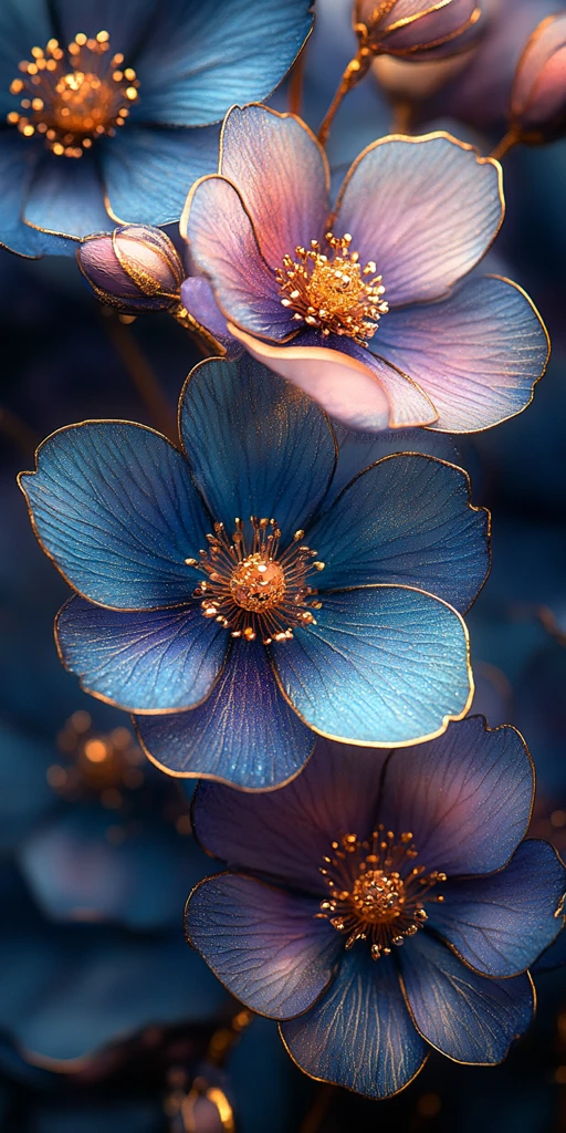 金银边蓝紫粉花