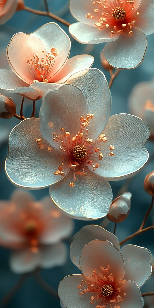 白色粉色金色花朵