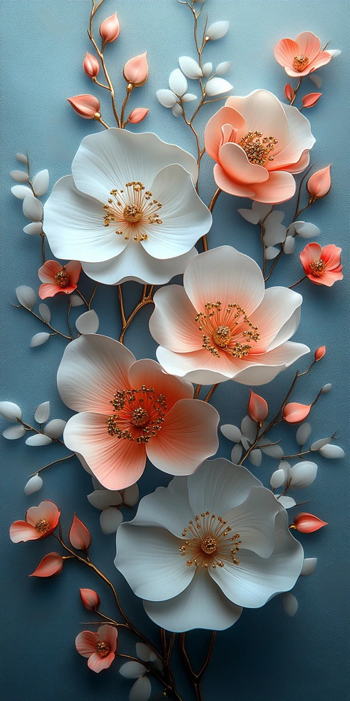 白色粉色金色花朵